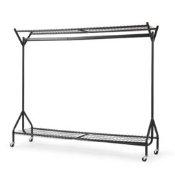 House of Home Clothing Rail Heavy Duty Hanging Clothes Shoe Hat Rack Shelves With Wheels 6ft x 5ft in Black - thumbnail 6