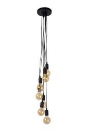 Lucide 'FIX' Dimmable Stylish Adjustable Indoor Cluster Pendant Light 7xE27 in Black - thumbnail 2