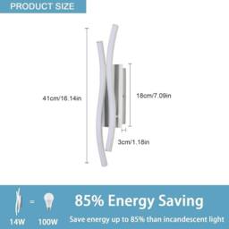 COMELY Indoor Wall Lights, 14W Modern Aluminum Wall Lights, Silver, Cool White in Silver - thumbnail 6