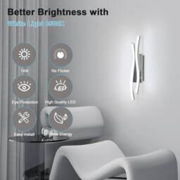 COMELY Indoor Wall Lights, 14W Modern Aluminum Wall Lights, Silver, Cool White in Silver - thumbnail 8