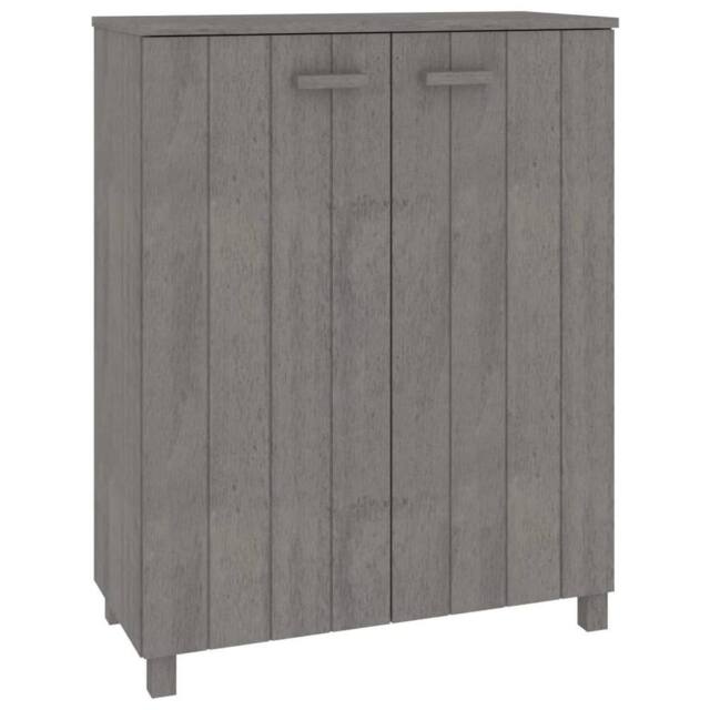 Berkfield Home Shoe Cabinet HAMAR Light Grey 85x40x108 cm Solid Wood Pine - Size: 85 x 40 x 108 cm - image 1
