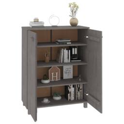 Berkfield Home Shoe Cabinet HAMAR Light Grey 85x40x108 cm Solid Wood Pine - Size: 85 x 40 x 108 cm - thumbnail 6