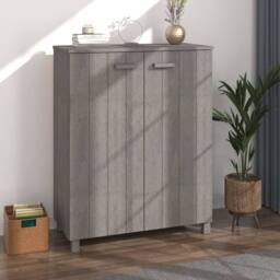 Berkfield Home Shoe Cabinet HAMAR Light Grey 85x40x108 cm Solid Wood Pine - Size: 85 x 40 x 108 cm - thumbnail 2