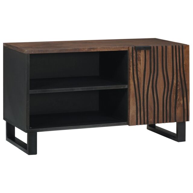 Berkfield Home TV Cabinet ‚Äì 80 x 31.5 x 46 cm Solid Wood & Engineered Wood in Brown - image 1