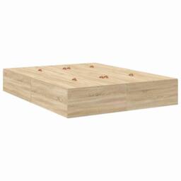 Berkfield Home Modern Bed with Storage Sonoma oak Engineered wood 140 x 200 cm Sturdy in Light Oak - thumbnail 8