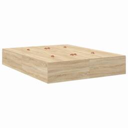 Berkfield Home Modern Bed with Storage Sonoma oak Engineered wood 140 x 200 cm Sturdy in Light Oak - thumbnail 3