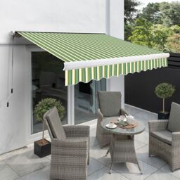 Primrose Awnings Retractable Sun Canopy Manual Full Cassette Patio Awning 4.5m x 3.0m in Light Green - thumbnail 5