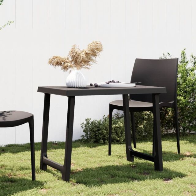 Berkfield Home Camping Table Anthracite 79x56x64 cm PP Wooden Look in Black - Size: 79 x 56 x 64 cm - image 1
