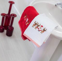 Allure Bath Fashions Christmas Santa Hand & Tea Towel Set - 2 Pack in Red - thumbnail 1