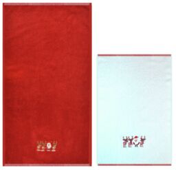 Allure Bath Fashions Christmas Santa Hand & Tea Towel Set - 2 Pack in Red - thumbnail 4