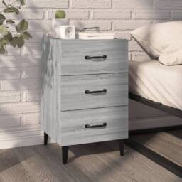 Berkfield Home Elegant Bedside Cabinet Grey Sonoma 40x40x66 cm Engineered Wood - Size: 40 x 40 x 66 cm - thumbnail 2