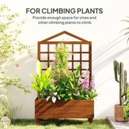 SPETLEK Brown Wooden Planter Box with Trellis Outdoor - Size: 1.25kg - thumbnail 6