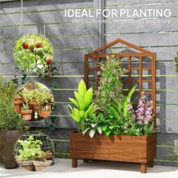 SPETLEK Brown Wooden Planter Box with Trellis Outdoor - Size: 1.25kg - thumbnail 5