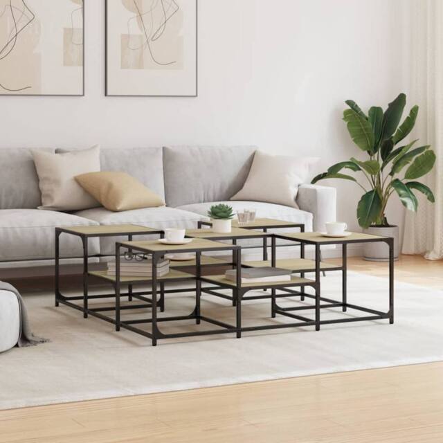 Berkfield Home Decorative Coffee Table Sonoma Oak 121x121x40 cm Engineered Wood in Light Tan - Size: 121 x 121 x 40 cm - image 1