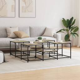 Berkfield Home Decorative Coffee Table Sonoma Oak 121x121x40 cm Engineered Wood in Light Tan - Size: 121 x 121 x 40 cm - thumbnail 1