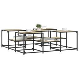 Berkfield Home Decorative Coffee Table Sonoma Oak 121x121x40 cm Engineered Wood in Light Tan - Size: 121 x 121 x 40 cm - thumbnail 4