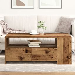 Berkfield Home Coffee Table Old Wood 102x55x43, 5 cm Engineered Wood in Brown - thumbnail 4