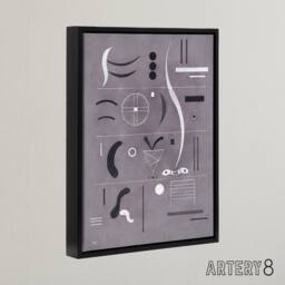 "Artery8 Four Parts Abstract Watercolour Kandinsky Framed Canvas Wall Art Print in Grey - Size: W12"" x H16""" - thumbnail 2