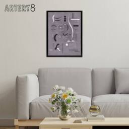 "Artery8 Four Parts Abstract Watercolour Kandinsky Framed Canvas Wall Art Print in Grey - Size: W12"" x H16""" - thumbnail 3