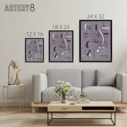 "Artery8 Four Parts Abstract Watercolour Kandinsky Framed Canvas Wall Art Print in Grey - Size: W12"" x H16""" - thumbnail 4