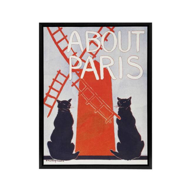 "Artery8 About Paris Travel Book Cover Framed Canvas Wall Art Print Penfield in Red - Size: W12"" x H16""" - image 1