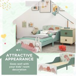 ZONEKIZ Toddler Bed Frame, Kids Bedroom Furniture for Ages 3-6 Years in Green - thumbnail 4