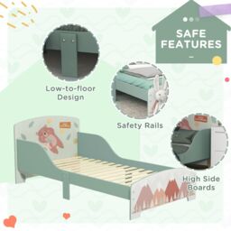 ZONEKIZ Toddler Bed Frame, Kids Bedroom Furniture for Ages 3-6 Years in Green - thumbnail 5