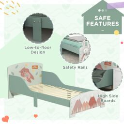 ZONEKIZ Toddler Bed Frame, Kids Bedroom Furniture for Ages 3-6 Years in Green - thumbnail 6