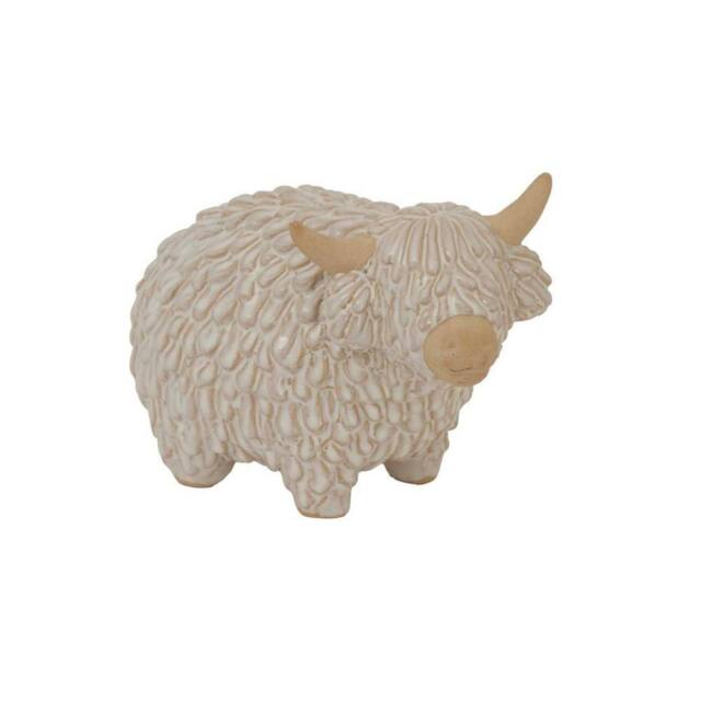 Hill Interiors Ceramic Highland Cow Christmas Dration 17cm x 12cm x 24cm in White - Size: 17 cm x 12 cm x 24 cm - image 1