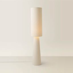ValueLights Ash Midi Full Fabric Boucle Floor Lamp with LED Bulb in Cream - thumbnail 3