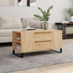 Berkfield Home Coffee Table Sonoma Oak 102x44.5x50 cm Engineered Wood in Brown - thumbnail 1