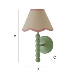 ValueLights Bobbins Pair of Green Wall Lights & Linen Trim Lamp Shades & Bulbs in Pale Pink - thumbnail 7