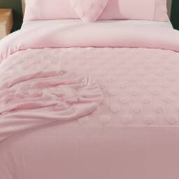 Snug City Super Soft Teddy Duvet Cover Set Heart Embossed Cozy Fleece Bedding in Pink - Size: Single - thumbnail 2