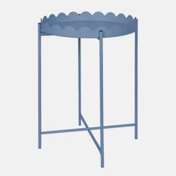 OHS Scallop Edge Coffee Table Decorative Side Table with Metal Frame in Blue - thumbnail 2