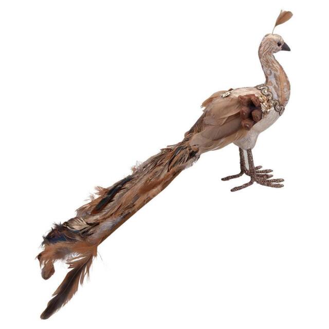 VFM e-Store Christmas Peacock Decoration 21cm x 14cm Gold X 1 - Size: 21 cm x 14 cm - image 1