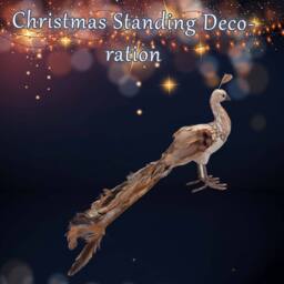VFM e-Store Christmas Peacock Decoration 21cm x 14cm Gold X 1 - Size: 21 cm x 14 cm - thumbnail 3