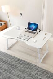 Living and Home Laptop Table Portable Folding Computer Notebook Desk Office Stand in White - thumbnail 6