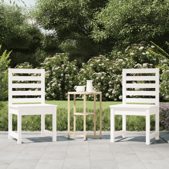 Berkfield Home Garden Chairs 2 pcs White 40.5x48x91.5 cm Solid Wood Pine - image 1