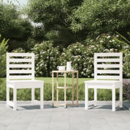 Berkfield Home Garden Chairs 2 pcs White 40.5x48x91.5 cm Solid Wood Pine - thumbnail 1
