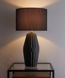 K LIVING Nyon 54cm Black Ceramic Table Lamp With Matching Black shade