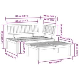 Berkfield Home Beautiful Garden Pallet Sofa Set 2 pcs Solid Wood Acacia in Brown - thumbnail 9