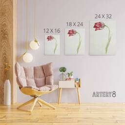 "Artery8 Pink Tulip Flower Drawing Jean Bernard Vintage Canvas Wall Art in White - Size: W18"" x H24""" - thumbnail 4