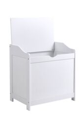 Living and Home White Wooden Lifting Top Toy Storage Box Large Capacity Storage Chest - thumbnail 4