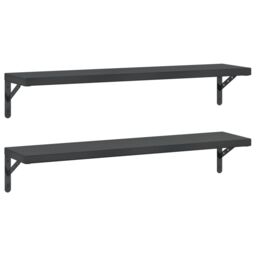 Berkfield Home Wall Shelves 2 pcs 100x23.5 cm Black Stainless Steel - thumbnail 2