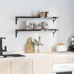 Berkfield Home Wall Shelves 2 pcs 100x23.5 cm Black Stainless Steel - thumbnail 3