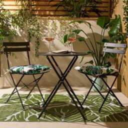 3 Set Metal Bistro Chair And Table Set Garden Patio Seating