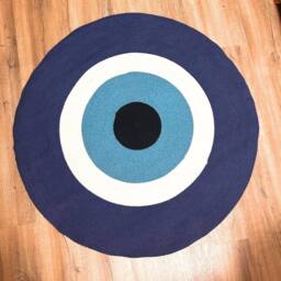 Serenityy Cotton Rope Evil Eye Rug Ø 120 cm in Blue - Size: 200 cm x 120 cm - thumbnail 1