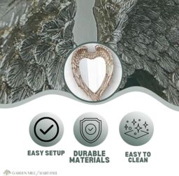 Marco Paul Feather Heart Small Wall Mirror Hanging Mirror Abstract Mirror in Silver - thumbnail 6