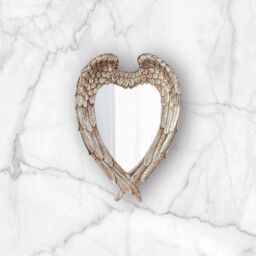 Marco Paul Feather Heart Small Wall Mirror Hanging Mirror Abstract Mirror in Silver - thumbnail 1