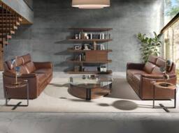 Angel Cerda Walnut Veneer Bookcase with Tempered Glass Sides in Brown - thumbnail 4
